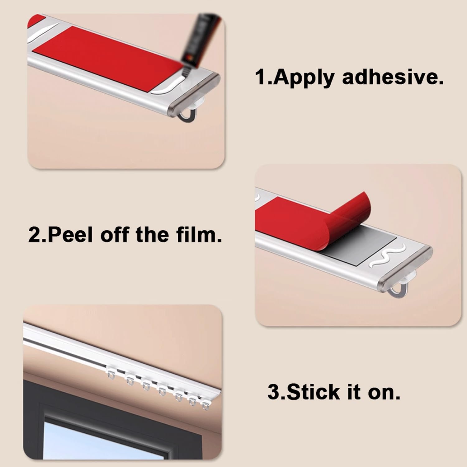 Aluminiu Rail adhésif pour Rideau Système Silencieux avec Rouleaux silencieuse Montage Mural ou au Plafond pour Rideaux/Rails de Rideau de Douche/Séparateurs de Pièces(White,5.8m(19ft))