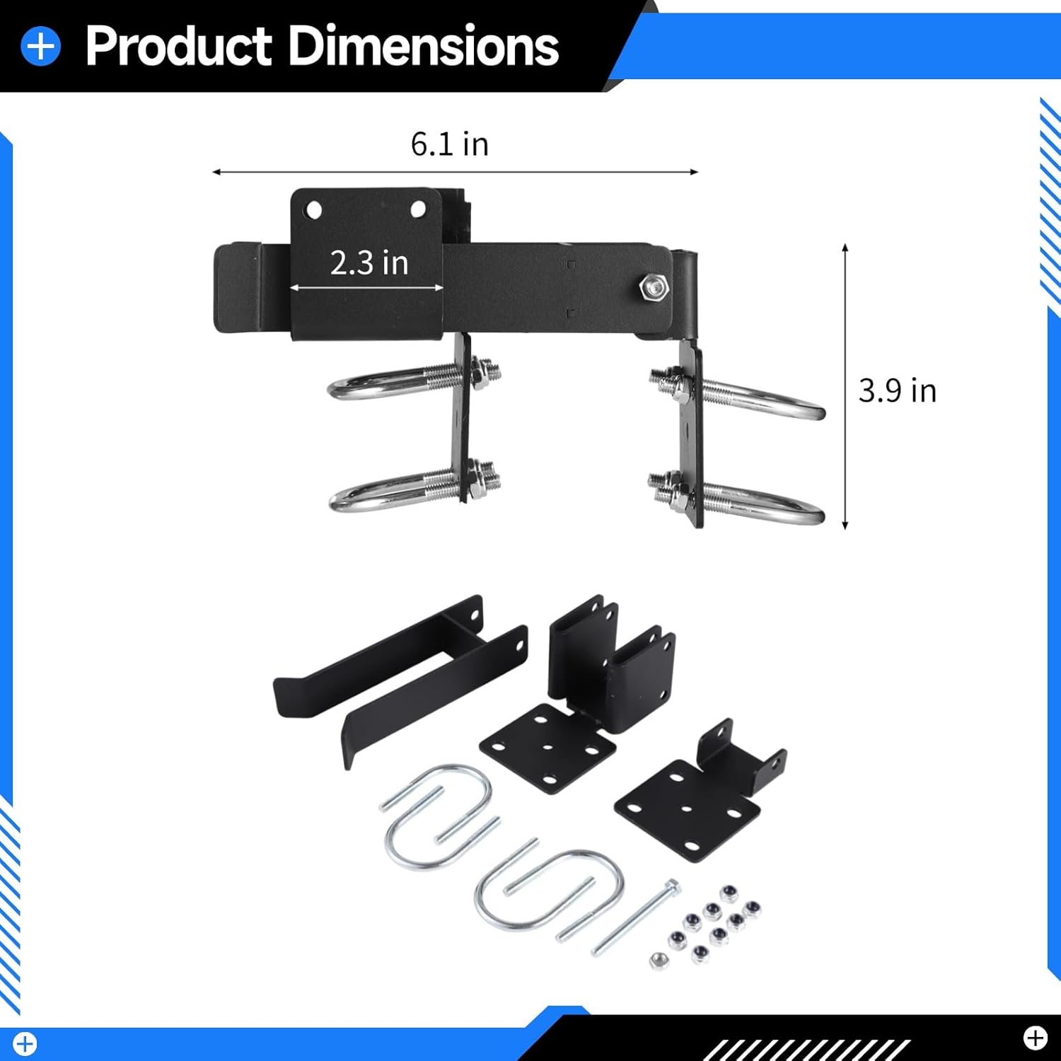 1-3/8 in Gate Frame Latch, Chain Link Fence Gate Latch, Adjustable, Sturdy Metal Gate, Double Latch, Black, Padlockable