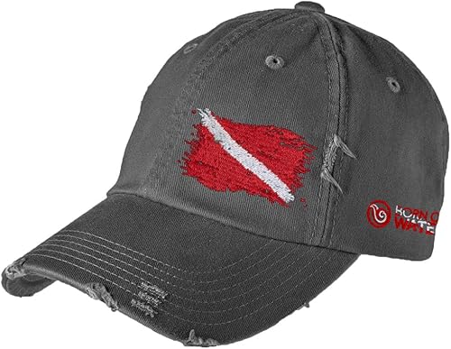 Born of Water Sombrero envejecido con bandera de buceo, sombrero de perfil bajo para hombre