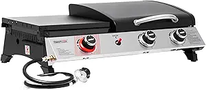 Royal Gourmet PD1305H 3 Burner Propane Gas Grill and Griddle Combo with Lid, 3-in-1 Grill Griddle Combo with 29,000 BTUs Output for Outdoor Cooking, 364 Sq. In. Cooking Area, Silver & Black