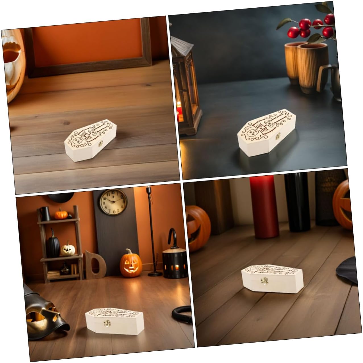 TOYANDONA Coffin Wooden Box 2pcs Beige Jewelry Storage Halloween Season image 3