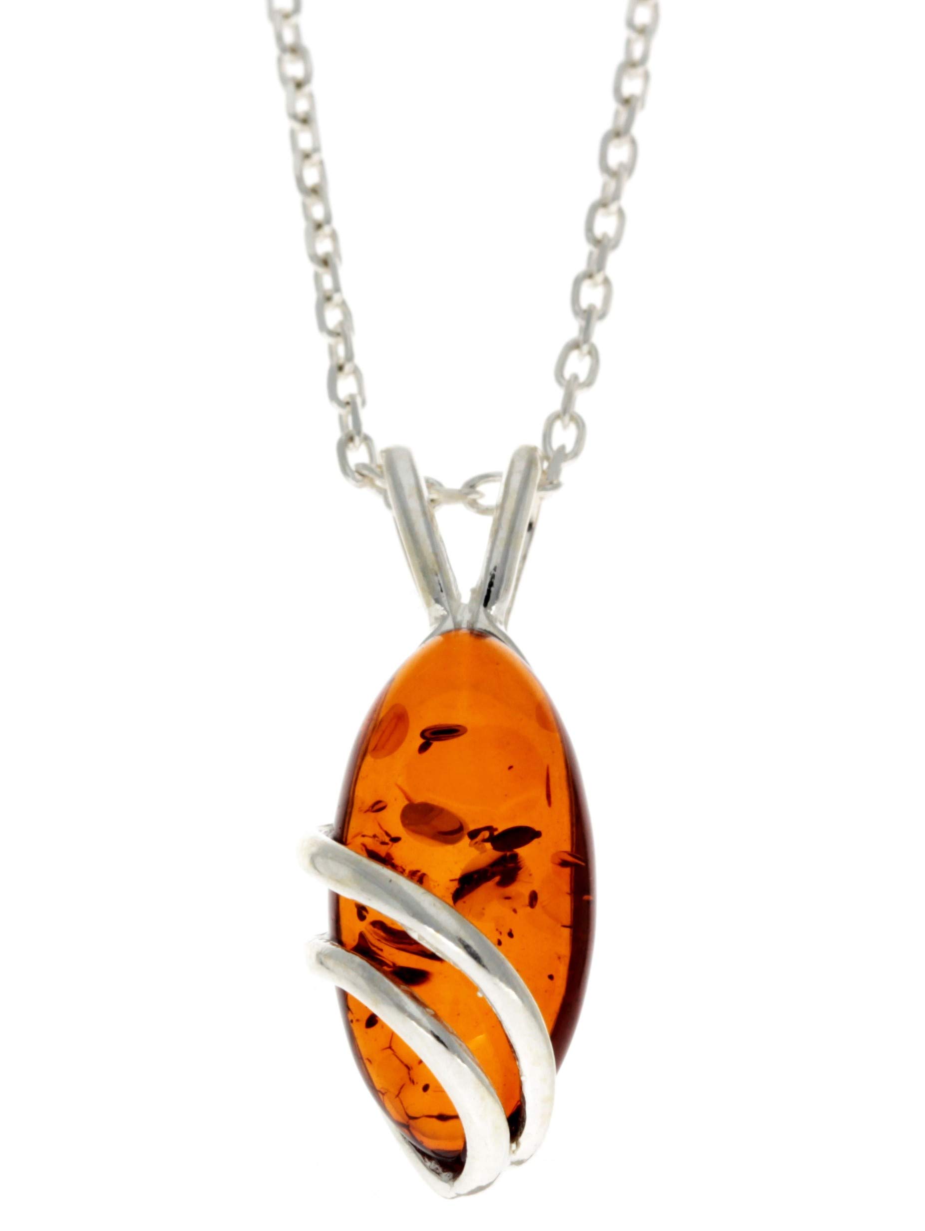 Ciondolo In Argento 925 Con Ambra Baltica – SilverAmber 1954, Pietra 12x8mm, Gioiello Donna