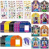 Day Of The Dead Decorations - Day Of The Dead DIY Paper Photo Frames Set Mexican Sugar Skull Flower Stickers Picture Frames for Day Of The Dead Wall Hanging Decor or Tabletop Display Mexican Fiesta