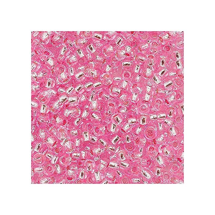 10 g TOHO Round Seed Beads Rocailles, Size 8/0, Silver Lined Pink (# 38), Japan, Glass — image 1