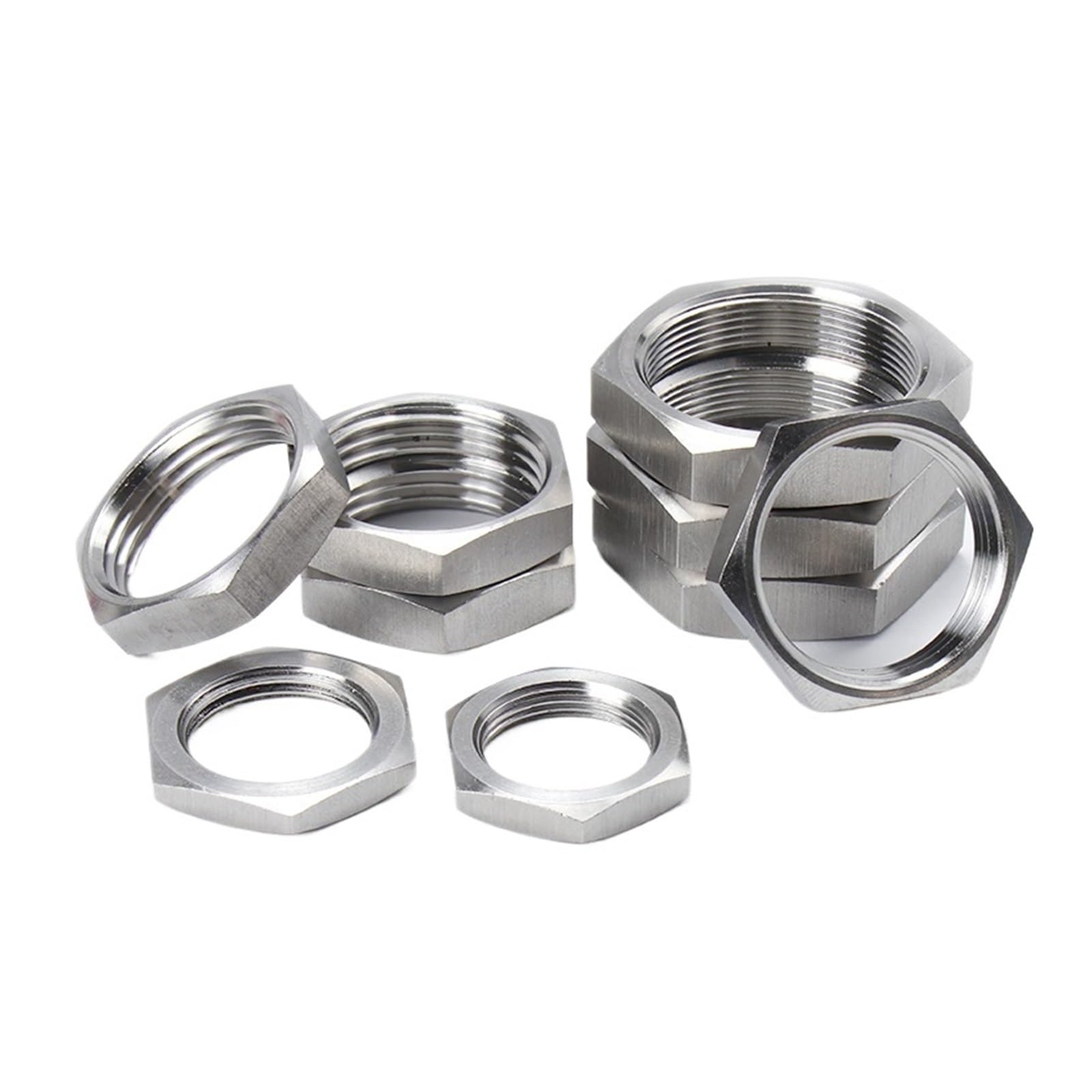 Tuerca, 10 Piezas, Rosca Hembra NPT de 1/4", Tuerca Seguridad Hexagonal, Accesorio for tubería Acero Inoxidable 304, Delgada