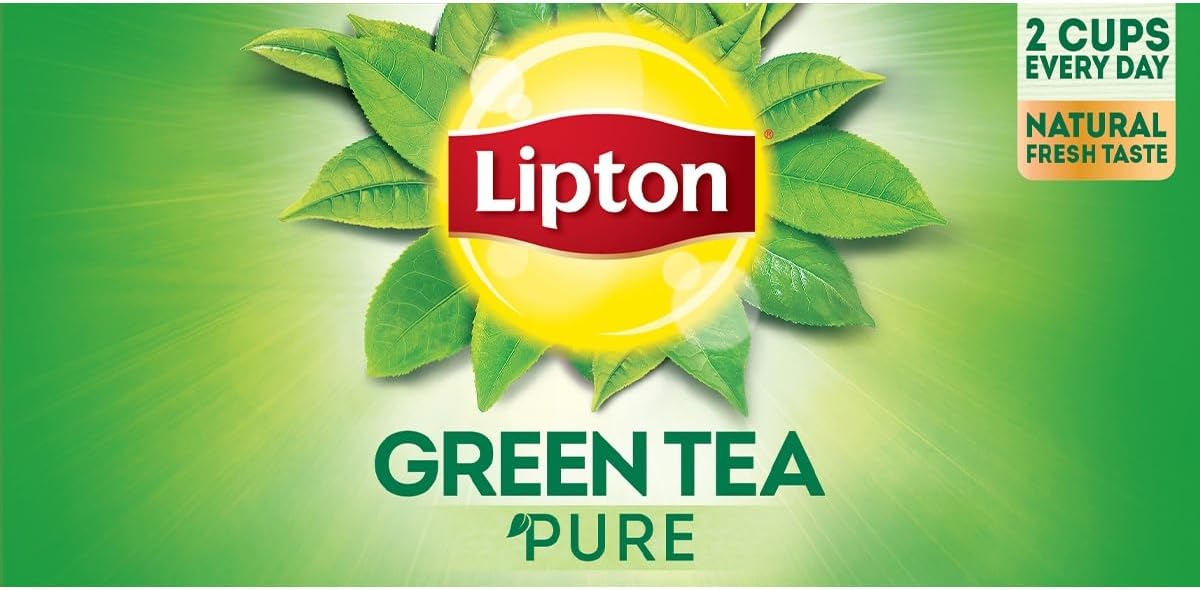 Green Tea Pure, 25 Lipton Tea Bags, 2 Cups to Goodness Tea, Pure Green Enveloped Tea Bags, Source of Flavonoids