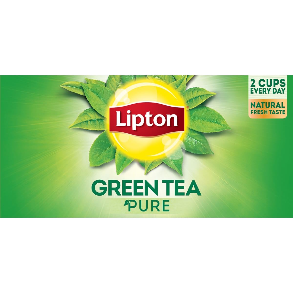 Green Tea Pure, 25 Lipton Tea Bags, 2 Cups to Goodness Tea, Pure Green Enveloped Tea Bags, Source of Flavonoids