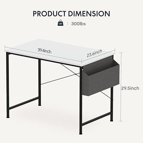 Miniatura 3 de FLEXISPOT Escritorio para computadora de 40 pulgadas, estación de trabajo para oficina en casa con bolsa de almacenamiento, mesa de estudio moderna,
