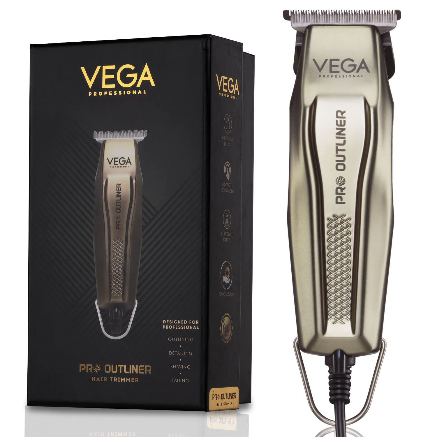 VEGA PROFESSIONAL Men Pro Outliner Corded Electric Hair Trimmer With Dlc Coated Japanese Stainless Steel, 6000 Rpm Motor, Hanging Loop For Perfect For Salon (Vppht-01)-image-32