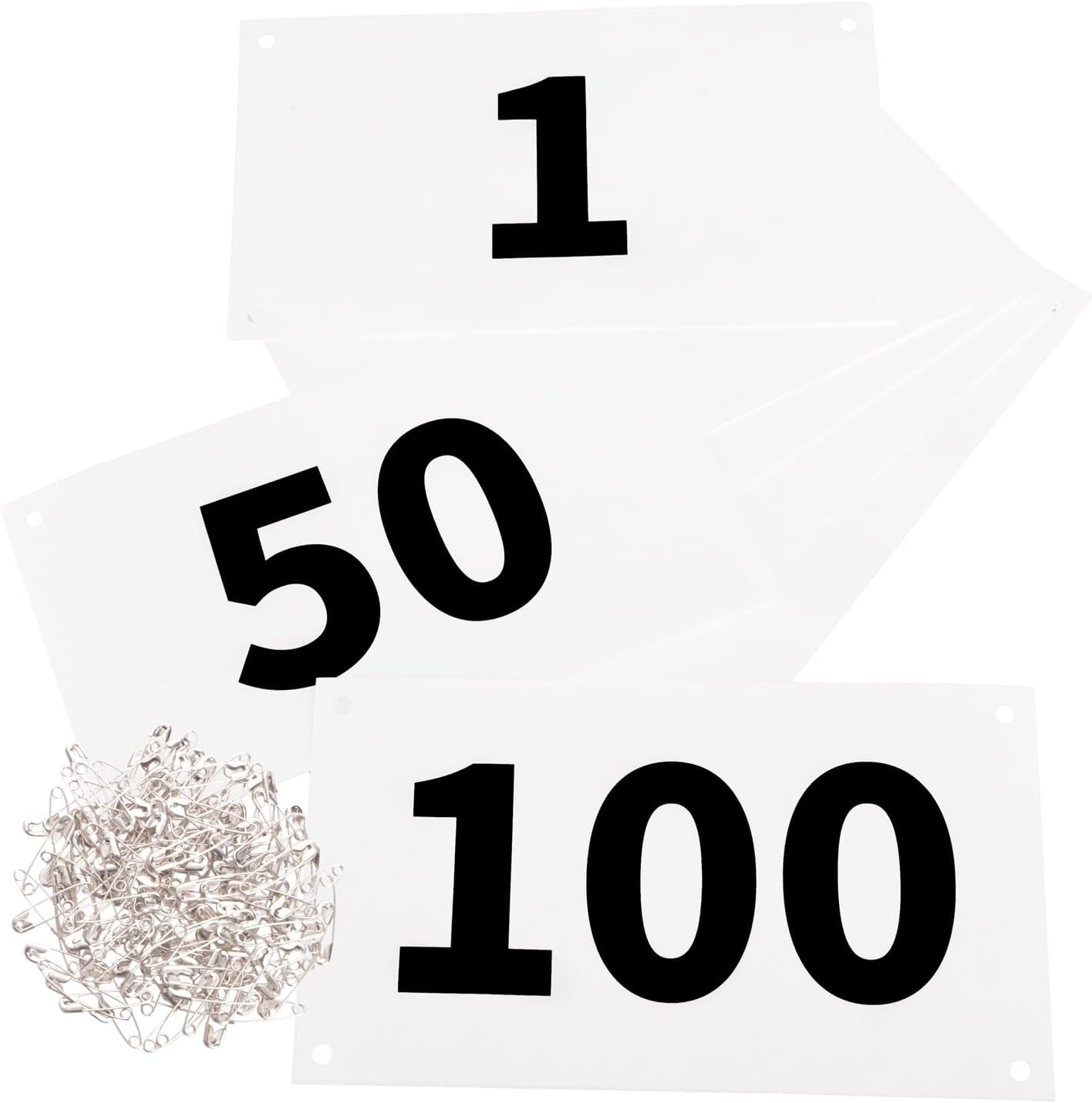 'Azarxis Running Bib Competitor Numbers with Safety Pins, Tyvek Tearproof Waterproof 4''x7'' / 6''x7.5'' for Marathon Races Events'