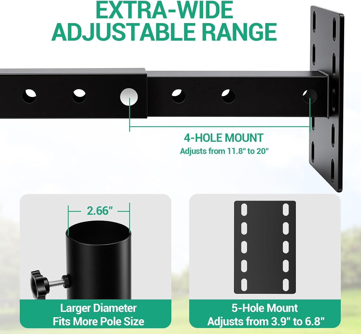 RV Starlink Mount & Flagpole Holder - 3-in-1 Design for 4" Bumper, A-Frame & Hitch - 180° Adjustable Heavy Duty RV Flag Pole Mount for Travel Trailer, SUV, Truck - Industrial Grade Steel