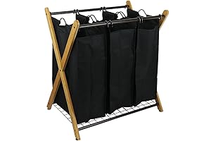 Oceanstar 3-Compartment Bamboo Laundry Hamper