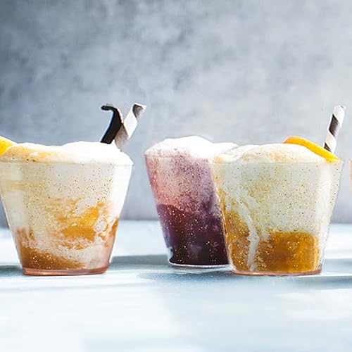 Miniatura 4 de HKACSTHI 25 vasos de plástico desechables de 9 onzas, copas de vino con purpurina, vasos de plástico transparente, vasos de postre, vasos para beber