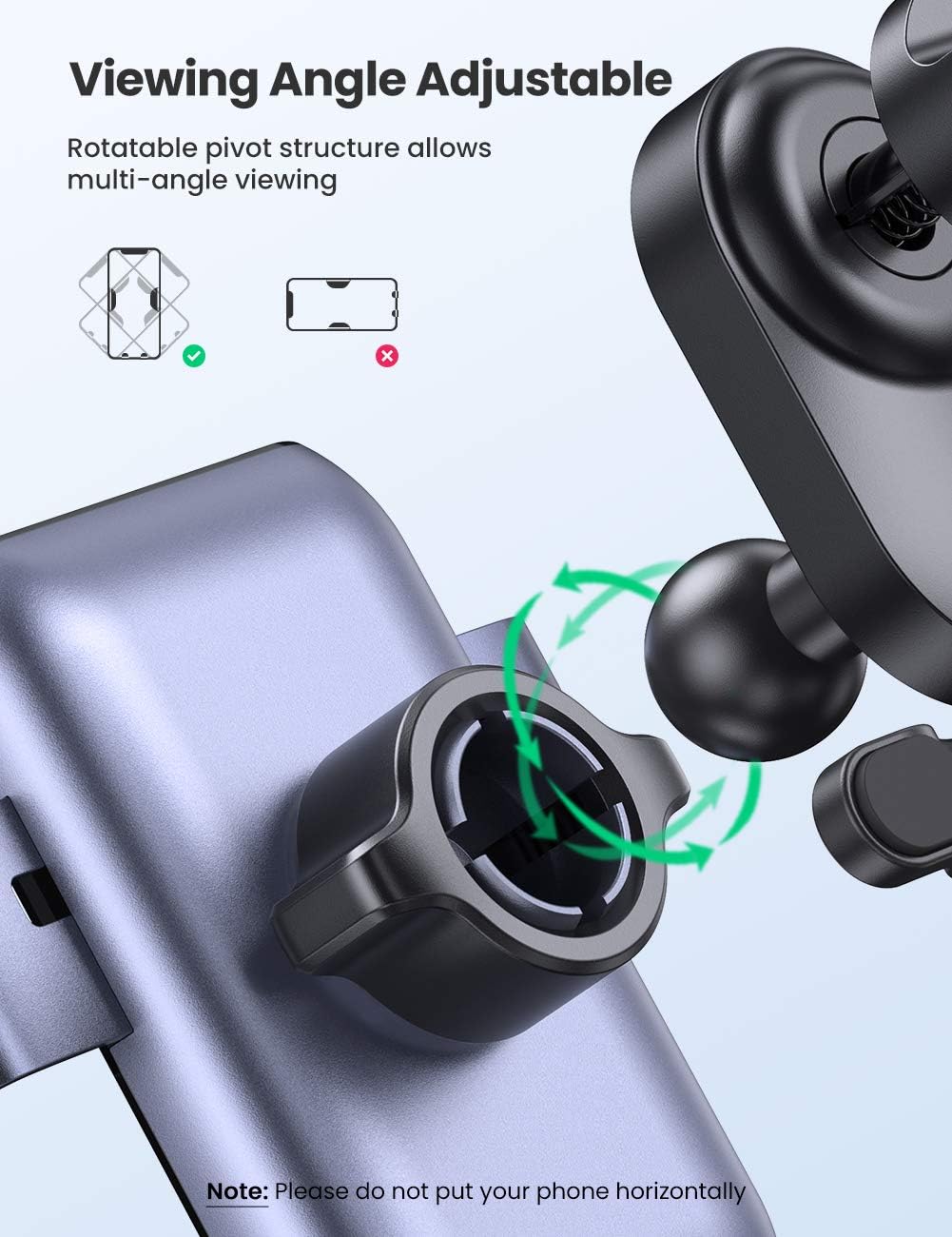 UGREEN Car Phone Mount Air Vent Gravity Holder Cradle Adjustable Cell Phone Stand Clamp Compatible for iPhone 12 Mini 12 Pro Max SE 11 XS XR X 8 Plus, Samsung Note 20 S20 S10 Plus, A8, Pixel 4 3 XL