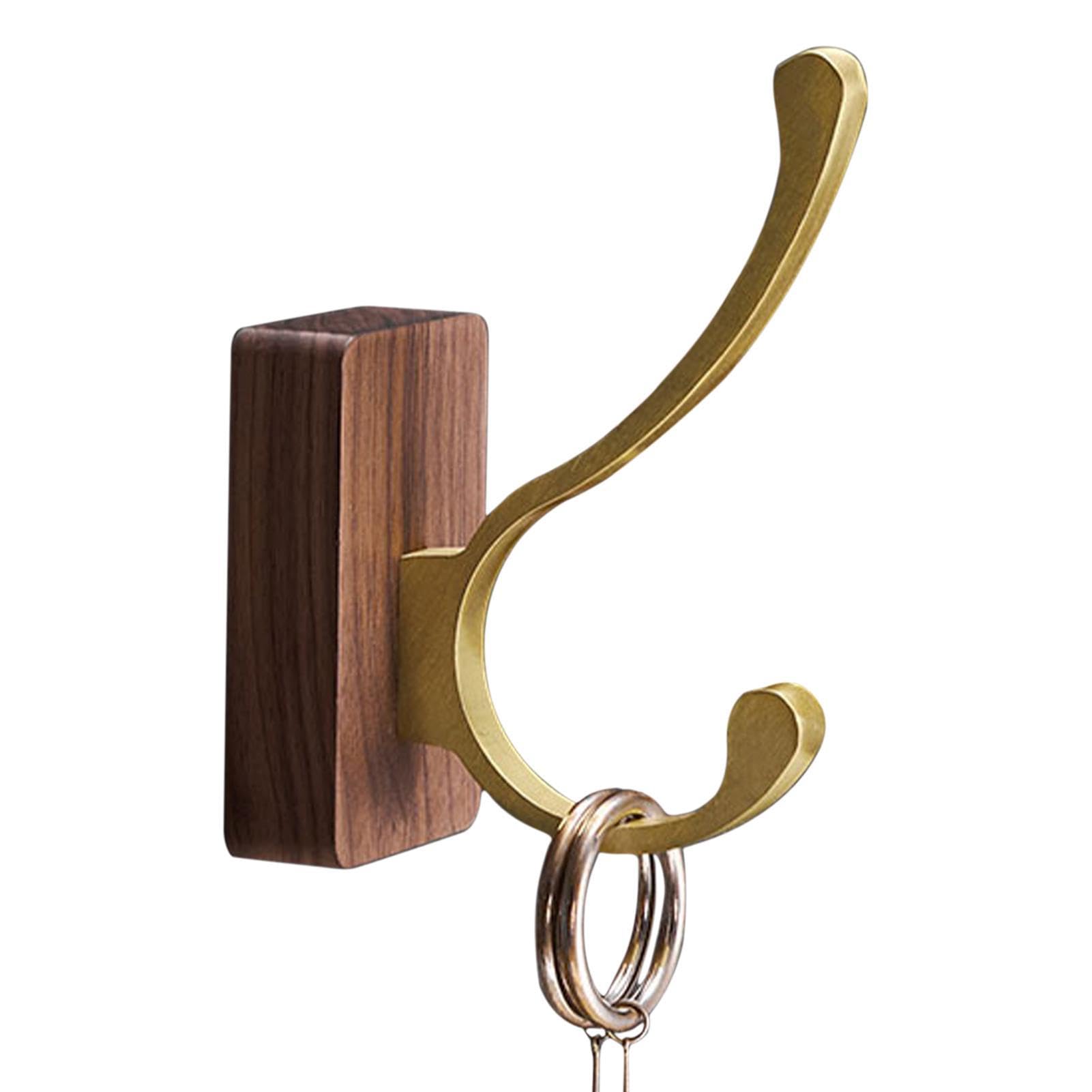 Wooden Towel Hooks | Decorative Hooks | Punch, Minimalist, Walnut Wood, Heavy Duty Farmhouse Hooks for Backpack, Jacket, Purse, Clothe