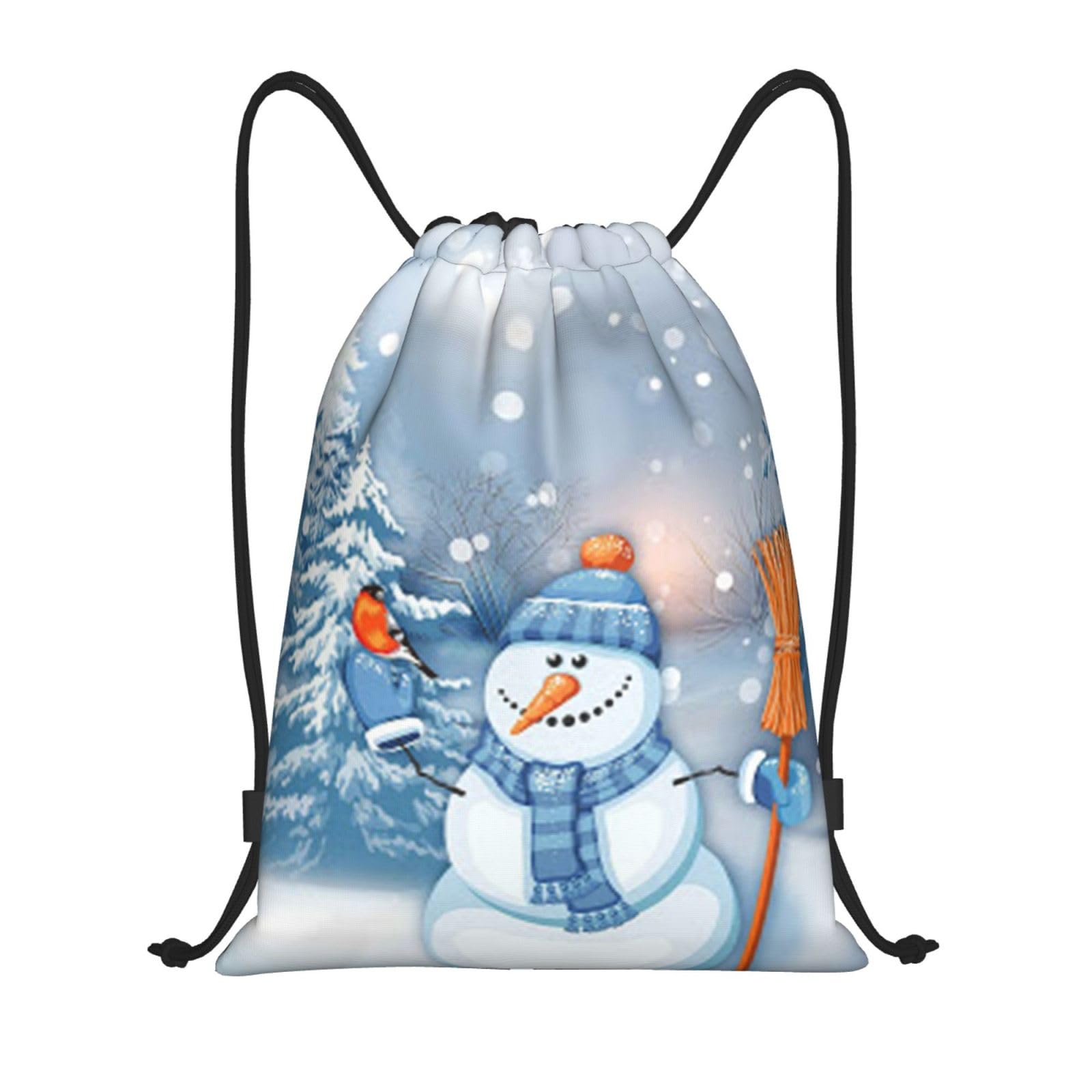 AABSTBFM Hardworking Snowman Lightweight Drawstring Backpack | M - String Backpack Bags For Gym, Travel, Shopping, School, And More