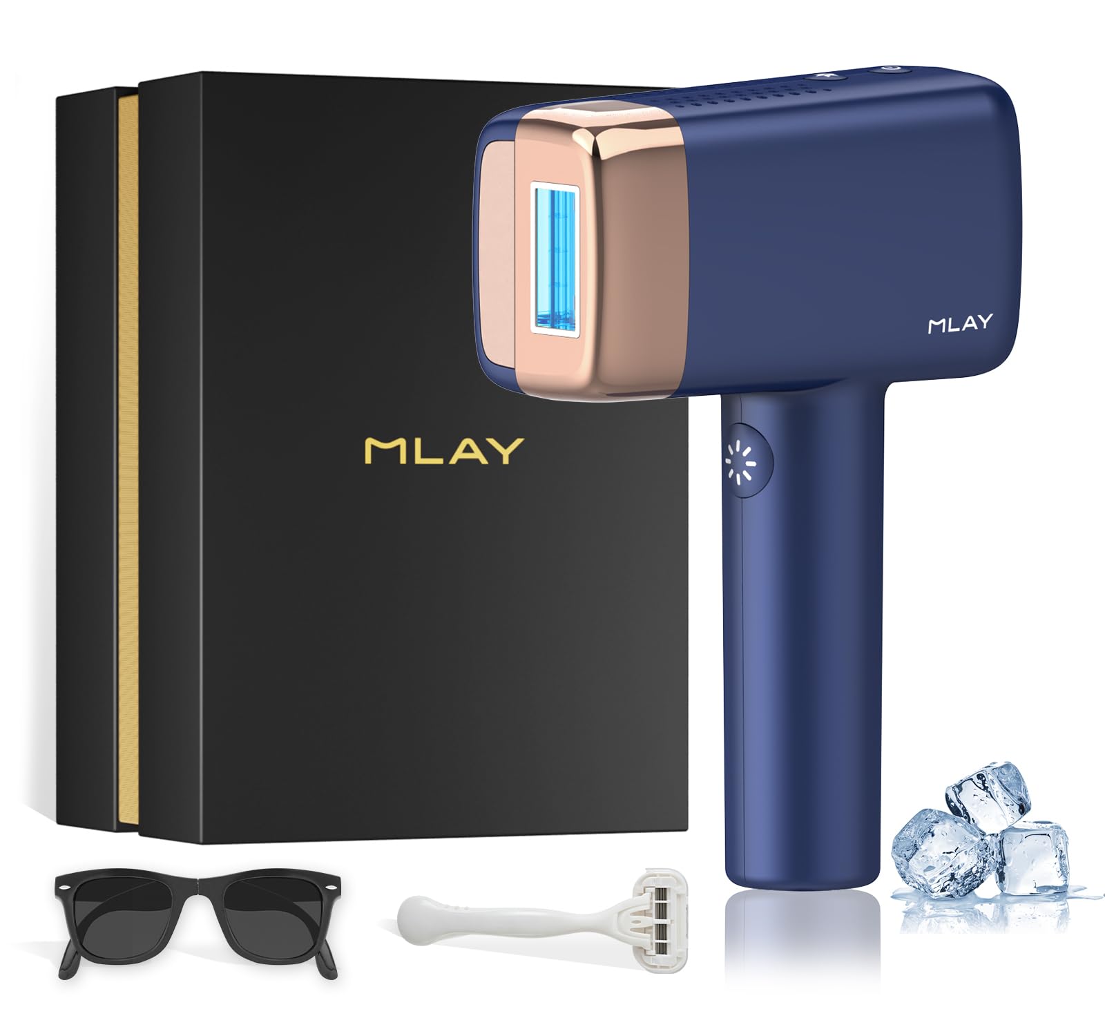 MLAY IPL Hair Removal Device, Ice Cooling Protection Laser Permanent Whole Body Hair Remover for Home Use Women and Men (Bule)