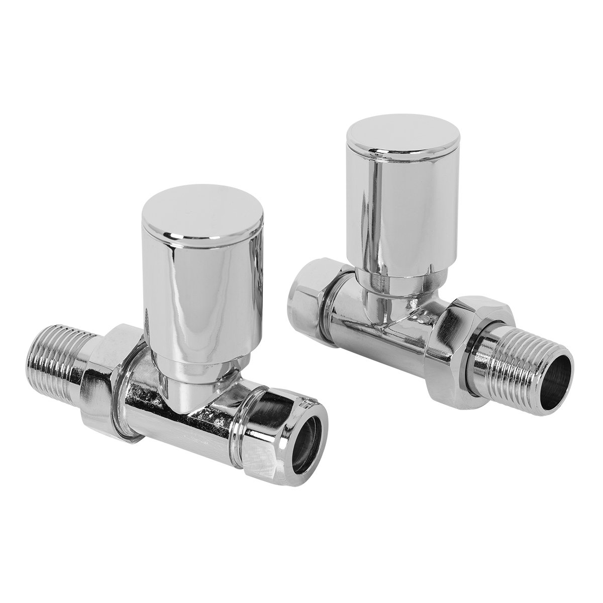Warmehaus Chrome 15Mm Designer Straight Radiator Valves - Pair