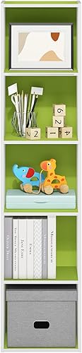Miniatura 4 de Furinno Luder - Estantería para libros, 5 niveles, cubos, color blanco y verde