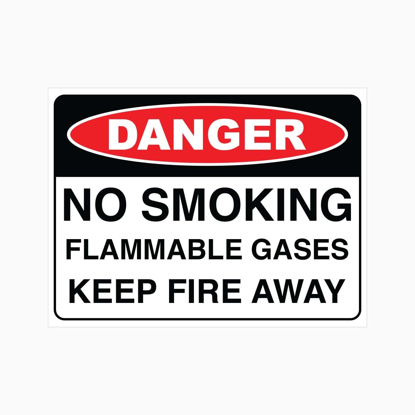 DANGER NO SMOKING FLAMMABLE GASES KEEP FIRE AWAY Sign Workplace Metal Tin Sign 8 x 12 inch for Industrial & Commercial Series