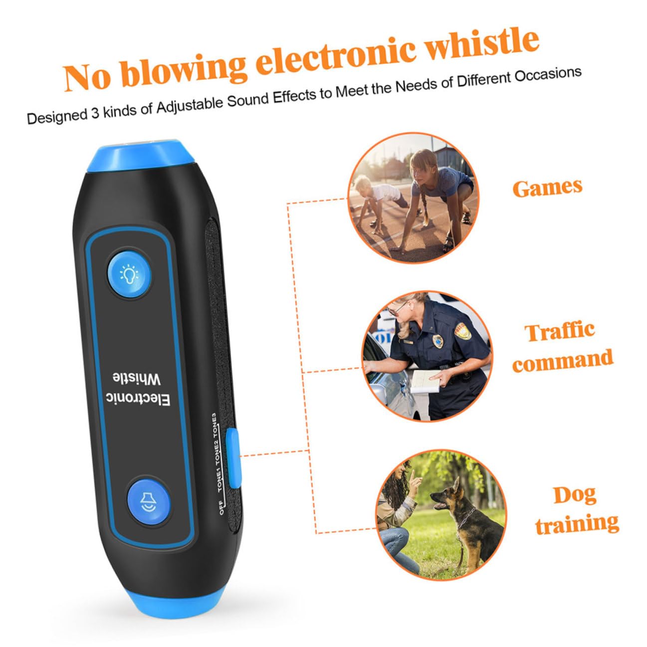 CHILDWEET Sifflet Électronique Main avec Lampe LED Sos et Torche Sifflet de Secours Portable pour Arbitres Entraîneurs et Activités Sportives Camping et Sécurité Extérieur Bleu sans Piles