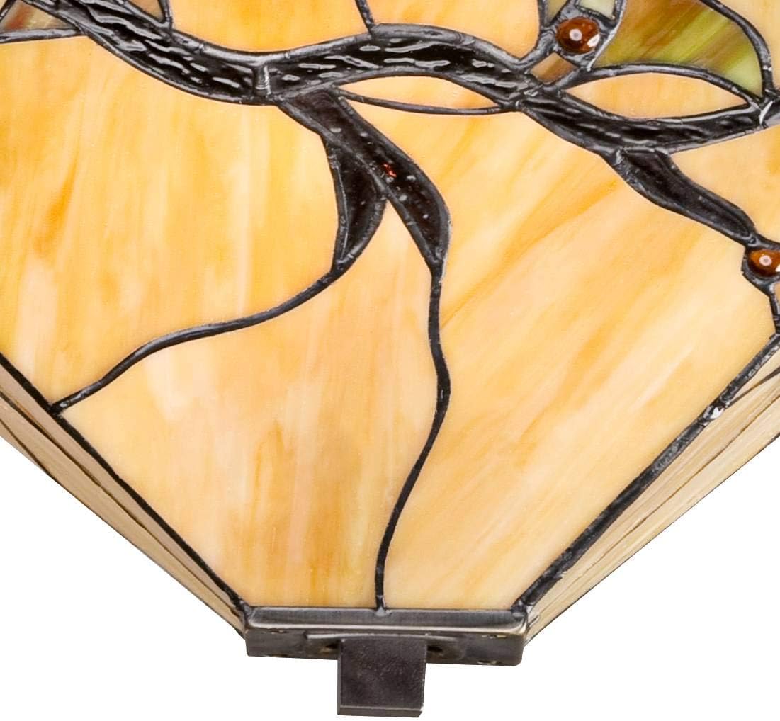 Robert Louis Tiffany Budding Branch Mission Tiffany Style Close to Ceiling Light Semi-Flush Mount Fixture Bronze 14" Wide Art Glass for Cottage Core House Bedroom Hallway Living Room Bathroom Dining