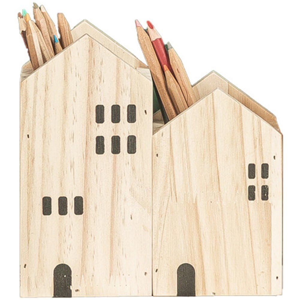 Organisateur de papeterie en bois et porte-stylo rétro pour rangement de bureau