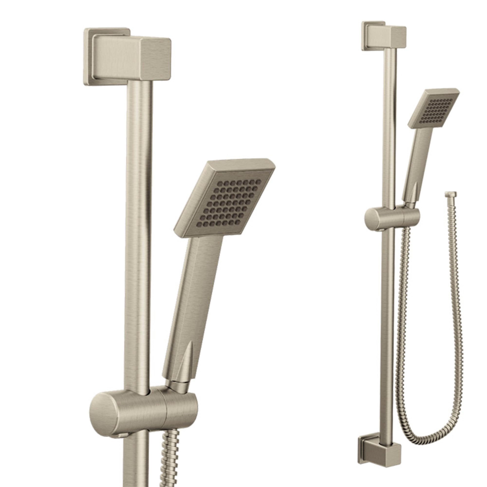 (Brushed Nickel) - Moen S3879EPBN 90 Degree Eco-Performance Handheld Showerhead with 180cm -Long Hose Featuring 80cm Slide Bar, Brushed Nickel