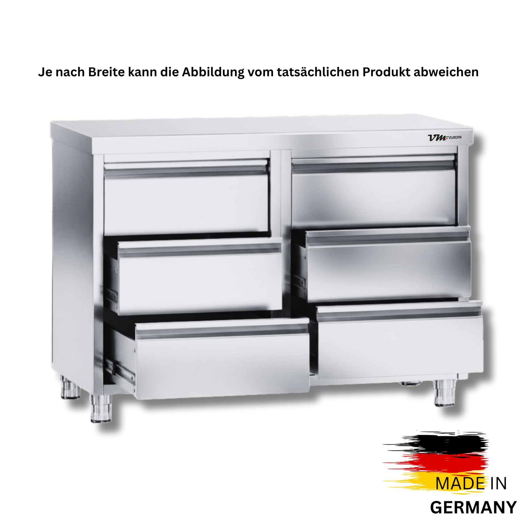 Gastro Arbeitsschrank mit Schubladen - 100 x 60 cm - Freistehend mit 2 x 3 Schubladen - AISI 430 Edelstahl - Edelstahlschrank Küchenmöbel Gastro Schrank