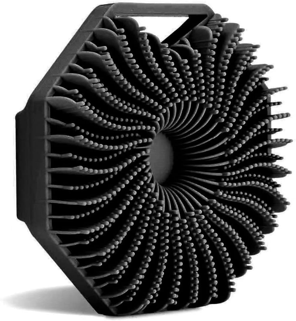 SUUKSESS 2-in-1 Body Bathing Brush with Soft Bristle and Loofah Back Scrubber Brush Massage Brush bath scrubber for body Exfoliating and Cleansing - Handle Shower bath Brush for Smooth, Glowing Skin for men & women (Round Silicone Scrubber)