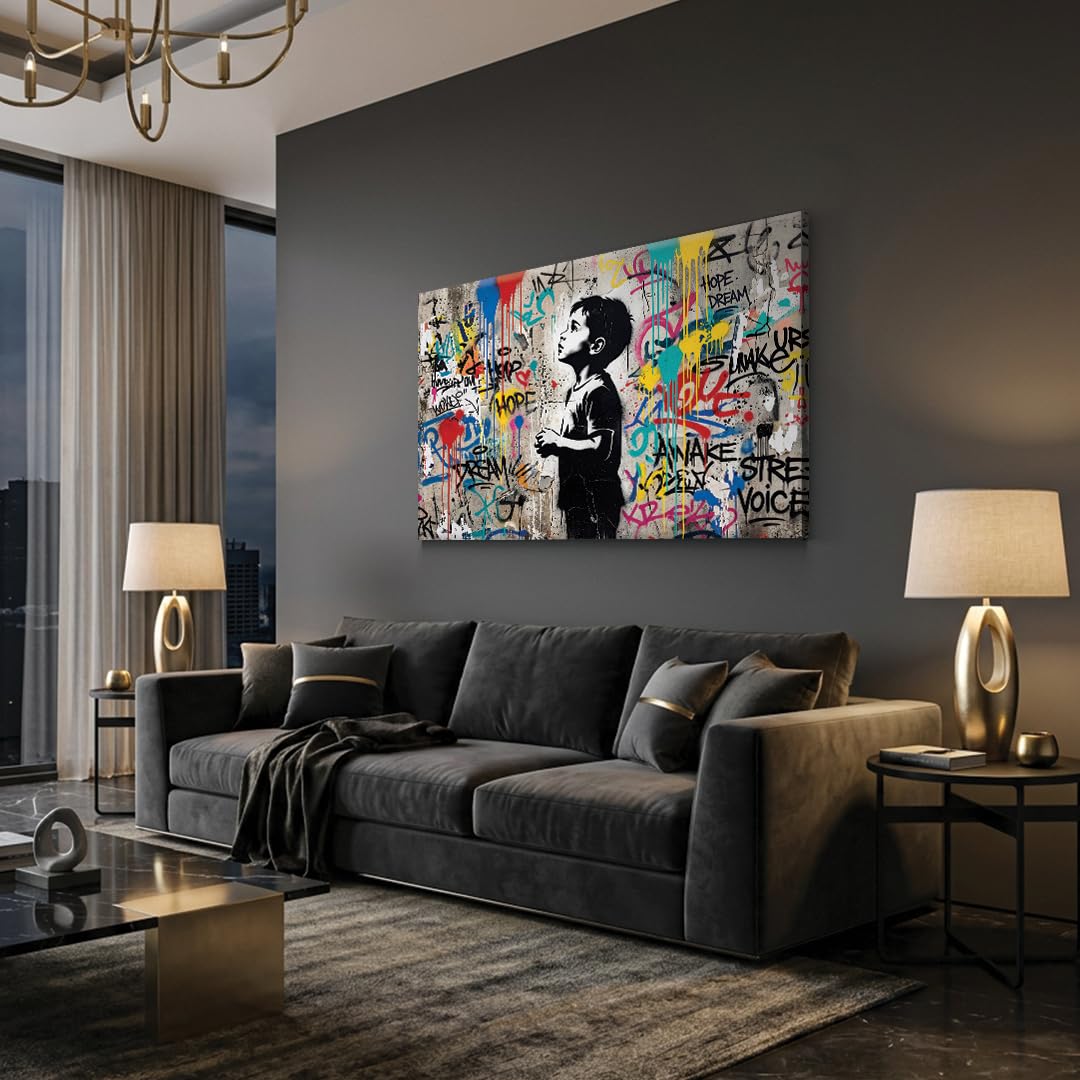 AREDE Bilder Wanddeko auf Leinwand Verliere niemals die Hoffnung Art Decor Wohnzimmer Deko Zimmer Wandbilder Modern Bild | 90 x 60 cm | Fertig zum aufhängen