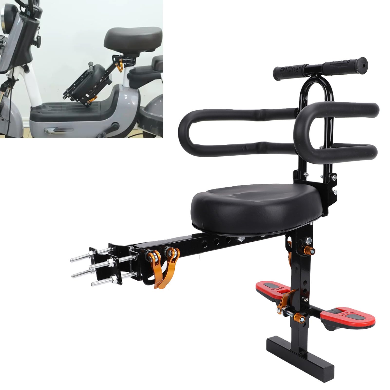 Seggiolino Anteriore per Bambini, Sedile Bicicletta per Bambini for | Con Cuscino in Spugna da 5 Cm e Barra Antiurto per Bici Pieghevoli, City Bike e Scooter