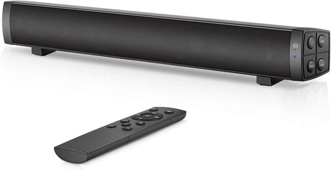 Sound Bar for PC, EWEMOSI Soundbar 2.0 Channel Wired & Wireless Rechargeable Bluetooth Speakers 4.2 3D Stereo AUX/TF Card Connection with Built-in Microphone (Support 3.5mm Audio), Black