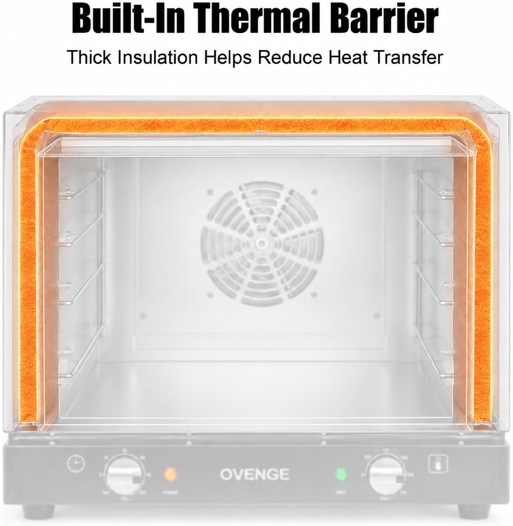 Commercial Countertop Convection Oven 19QT 110V-120V, Quarter-Size Oven, 360° Even Hot Air Circulation, Precise Thermostat, 120-Min Auto-Shutoff Timer, 3 Racks, Double-Layer Glass Door