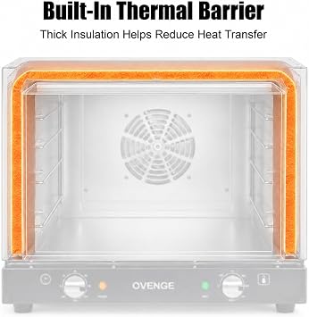Commercial Countertop Convection Oven 43QT & 47L 110V-120V 360 Even Hot Air Circulation, Precise Thermostat, 120-Min Auto-Shutoff Timer, 4 Racks, Double-Layer Glass Door