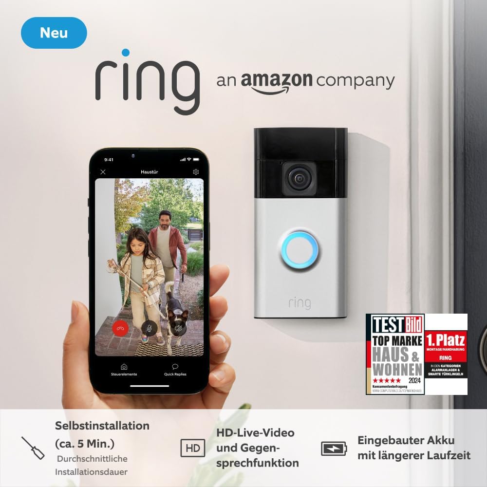 Ring Battery Video Doorbell 2024 (Certificiran obnovljen) Akumulatorska videonadzorna zvonilka