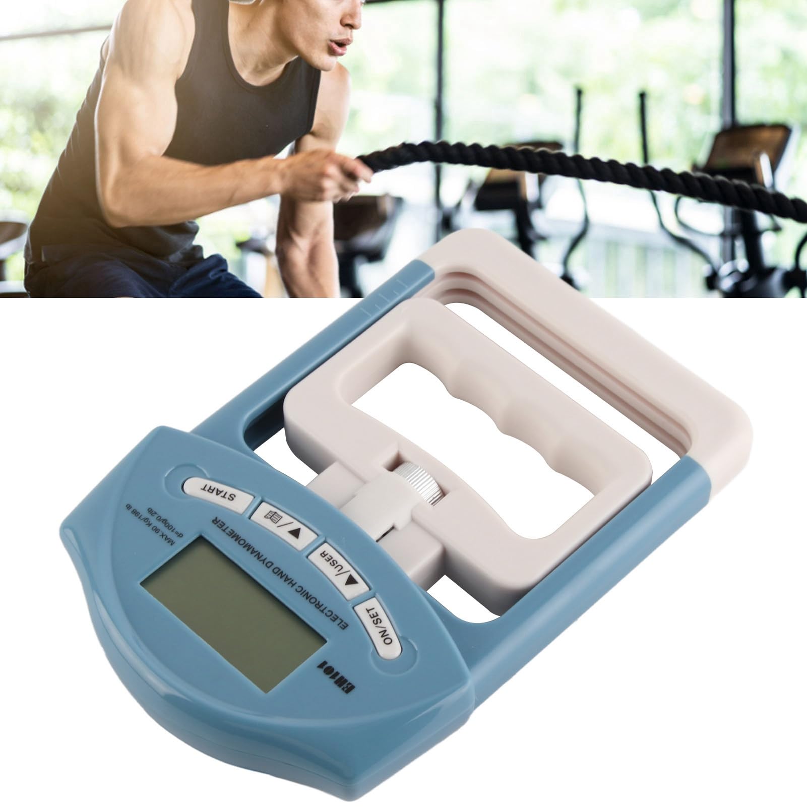 Hidyliu Dinamómetro de Mano Electrónico, Probador de Fuerza de Agarre Digital Ajustable para Deportes, Uso Doméstico, Material ABS