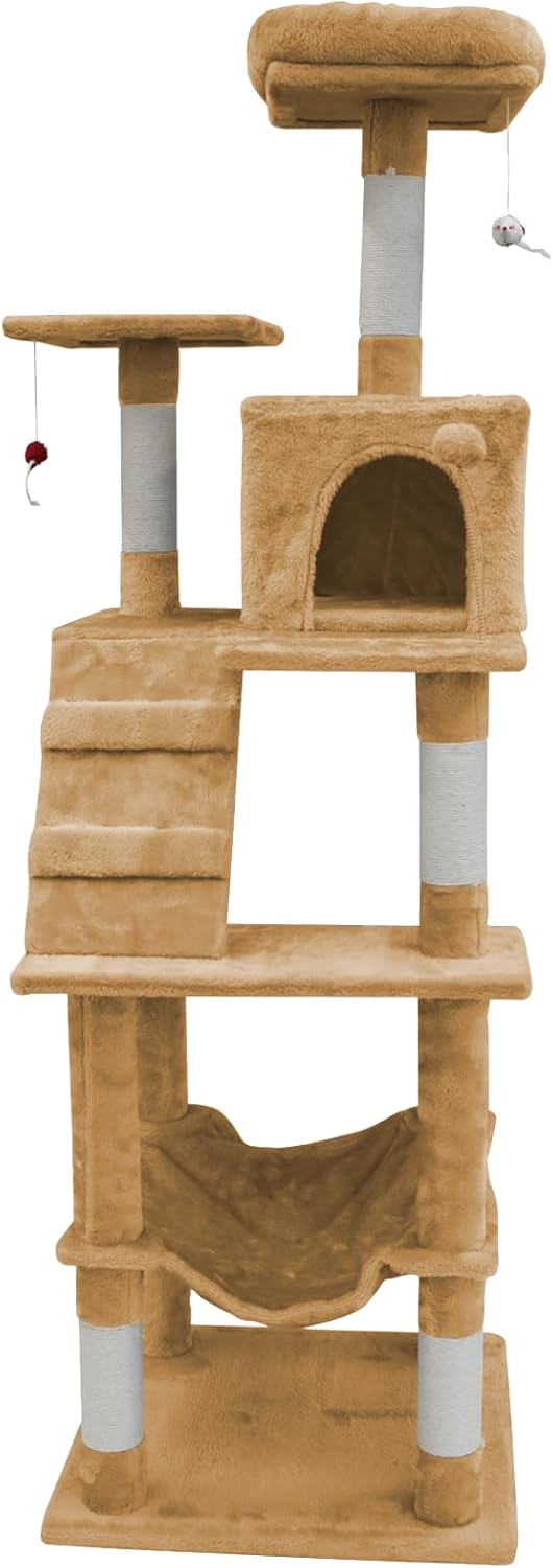 NICO-LS キャットタワー猫タワー 大型猫用 中型猫用 子猫用 成猫 スリム 多頭飼い 据え置き型 日本語説明書付き 高さ160