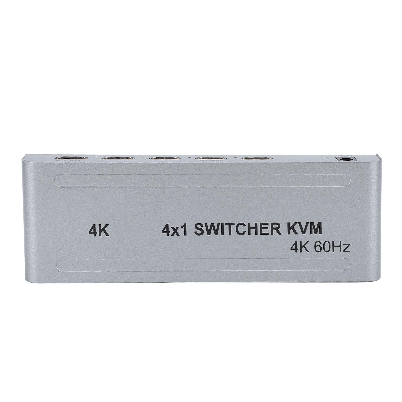 HDMI 4 in 1 Uscita 4K 60 Hz, Splitter HDMI Senza Interruzioni con Telecomando, Selettore Switcher HDMI a 4 Porte, USB 2.0, Supporto per DTS HD, per TrueHD, per DTS, (Spina