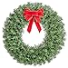 Yaheetech 30in Large Artificial Christmas Wreath, Pre-lit Holiday Accent Decoration with Red Bow, 110 LED Lights & 300 PVC Tips, Metal Structure for Door Wall & Mantel