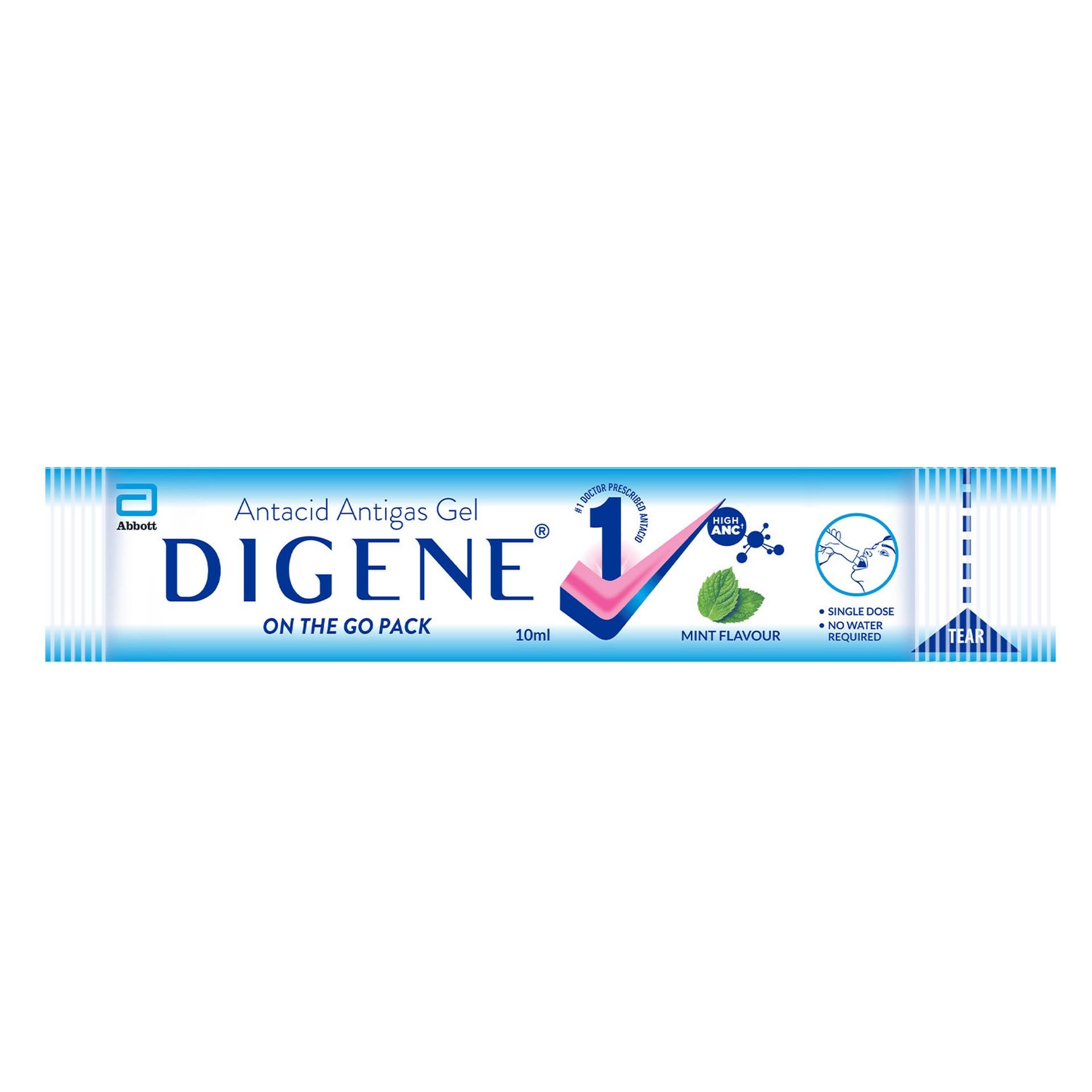 Digene Mint On The Go - Pack of 5 x 10ml Antacid Antigas Gel