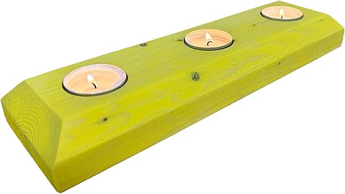 Miniatura 12 de Portavelas de madera para 3 velas de té, 12 pulgadas, decoración del hogar para exhibición de mesa (café expreso, cónico moderno)