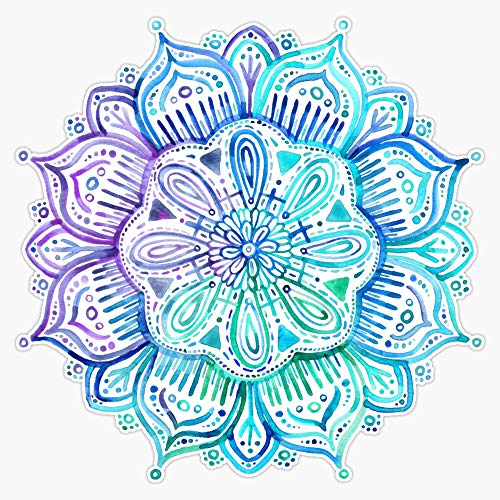 Iridescent Aqua and Purple Watercolor Mandala Vinyl Waterproof Sticker Decal Car Laptop Wall Window Bumper Sticker 5