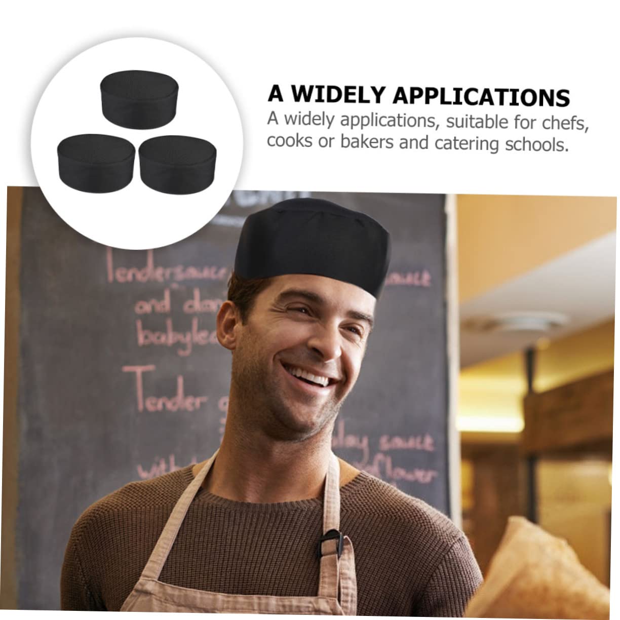 Sombrero De Cocinero Tapa De Cocción Sombrero De para Negro Gorro Cocinero Gorro Chef Gorro De Chef Gorras De Cocinero Transpirables Ropa De Algodón Black