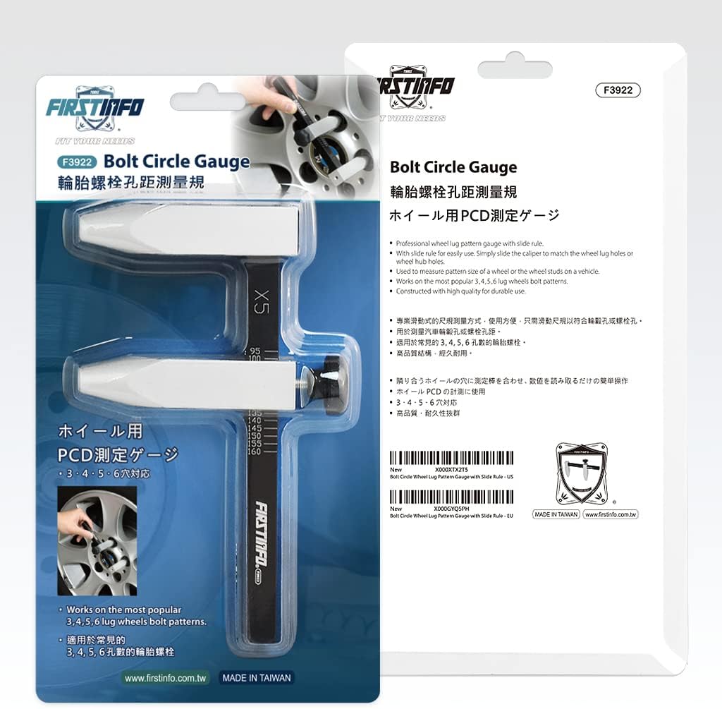 Ltd F3922 FIRSTINFO Bolt Circle Wheel Lug Pattern Gauge with Slide Rule