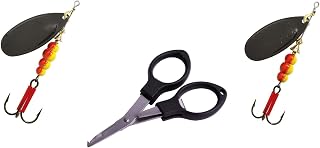 Mepps Aglia - Juego de tijeras de pesca (1 x Agila Black tamaño 4, 1 x Aglia Black tamaño 5, incluye tijeras de pesca y pegatina Petri Heil), color negro