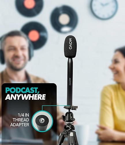 Miniatura 7 de Movo WMX-HM - Mango de micrófono para DJI Mic, Rode Wireless GO, Hollyland Lark y más - Mango de micrófono inalámbrico para entrevista - Adaptador