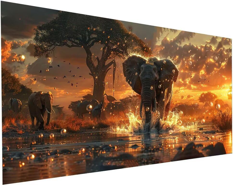 Activité manuelle adulte grand format pour réduire le stress avec broderie diamant éléphant