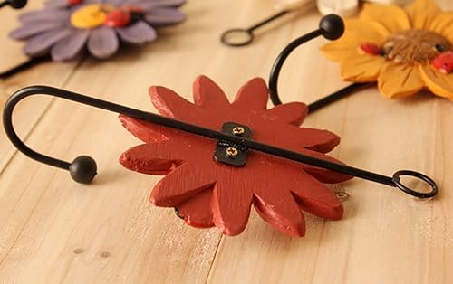Miniatura 2 de Creative Daisy - Ganchos de pared de resina para montar en la pared, gancho de hierro con flores, pintados a mano, para colgar abrigos, sombreros,