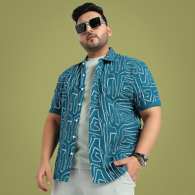 Image of Instafab Plus Men's Shirt for Casual Wear | Spread Collar | Plus-Size Fit | Long Sleeve | Button Closure | Cotton Shirt Crafted with Comfort Fit for Everyday Wear